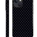 for iPhone 15 Case,HL2 Polka Dot Black Hybrid 2 Layer Hard Shell Silicone Protective Pattern Design Case