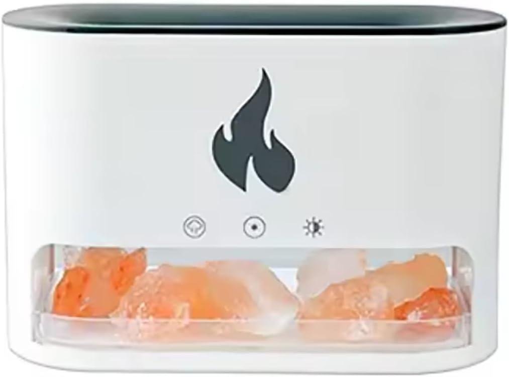 Fireplace Humidifier Crystal Salt Rock Fire Lamp 7 Color Flame Aroma Volcano Air Humidifier Essential Oil Diffuser for Home