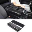 Car Center Console Armrest Protector Cover Compatible with Toyota Tundra 2022+ & Sequoia 2023+ Central Armrest Seat Storage Box Cover Cushion Lid Protector Pad Waterproof Anti-Scratch ABS Accessories (Carbon Fiber Pattern)