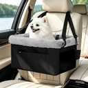 JOEJOY Deluxe Dog Booster Seat with Sturdy Metal Frame and Safety Leash for Small Pets up to 20 lbs - Portable Puppy Dog Car Seat with Thick Cushion and Storage Pockets for Small Dogs