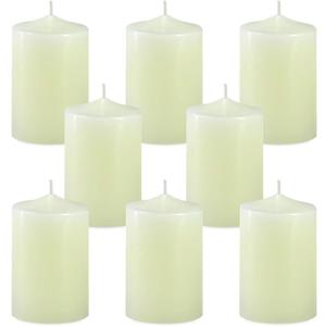 2 Inch Unscented Ivory Pillar Candles, 24 Hour 2x3 Inch Dripless Tapered Column Candles for Home Party Holidays, Set of 8