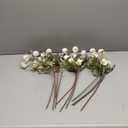 Fake Kiku Flowers,8 Stems Artificial Mum Flower with 3 Branches Eucalyptus Stems White Faux Flowers Silk Pom Pom Balls for Wedding Bouquet Home Office Party Floral Arrangements(White)
