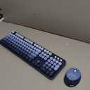 Wireless Keyboard and Mouse Combo, Ergonomic Full Size Typewriter Retro Round Keycaps Keyboard, Compatible with Windows, PC, Perfer for Home and Office Keyboards (Twilight Blue)