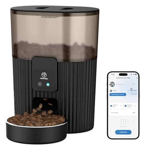 PAPIFEED Automatic Cat Feeder 3L/12 Cup,2.4G WiFi Pet Feeder with APP Control for Remote Feeding, 1-10 Meals Low Power Automatic Cat Food Dispenser with Stainless Steel Bowl, Easy Clean Detachable