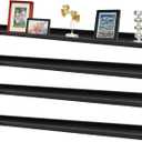 Picture Ledge Shelf,57" Long Floating Shelves with Lip Set of 4,Rustic Photo Frames Shelves Vinyl Record Book Storage Display for Living Room Kids Nursery Bedroom Kitchen Bathroom(Black)