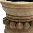 dwellington Farmhouse Rustic Wood Pillar Candle Holder for Pillar Candles, Decorative Beaded Candlestick Holder Stand for Home Dcor, Gifts, Wedding (Natural)