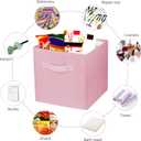 3 Pcs Storage Cubes, 10.5 Inch Collapsible Storage Bins, Fabric Foldable Bins for Organization, Durable Storage Bins for Closet, Shelves, Offices (Pink)
