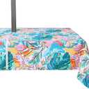 EHouseHome Outdoor and Indoor 60x84 inch Tablecloth with Umbrella Hole and Zipper, Waterproof Zippered Patio Table Cloths, Spring/Summer Table Covers for Backyard Circular Table/BBQs/Picnic (Tropical Leave)