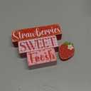 4 Pcs Strawberry Table Decorations Strawberry Table Centerpiece Farmhouse Fresh Sweet Wooden Sign Summer Tiered Tray Decor Books Stack Signs Block for Coffee Home Office Decorations Shelf