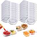 20 PCS Reusable Snack Containers, Condiment Container With Lids, 2 Compartments Dipping Container For Refrige, Portion Control Containers, Sampling Lunchable and Travel Snacks