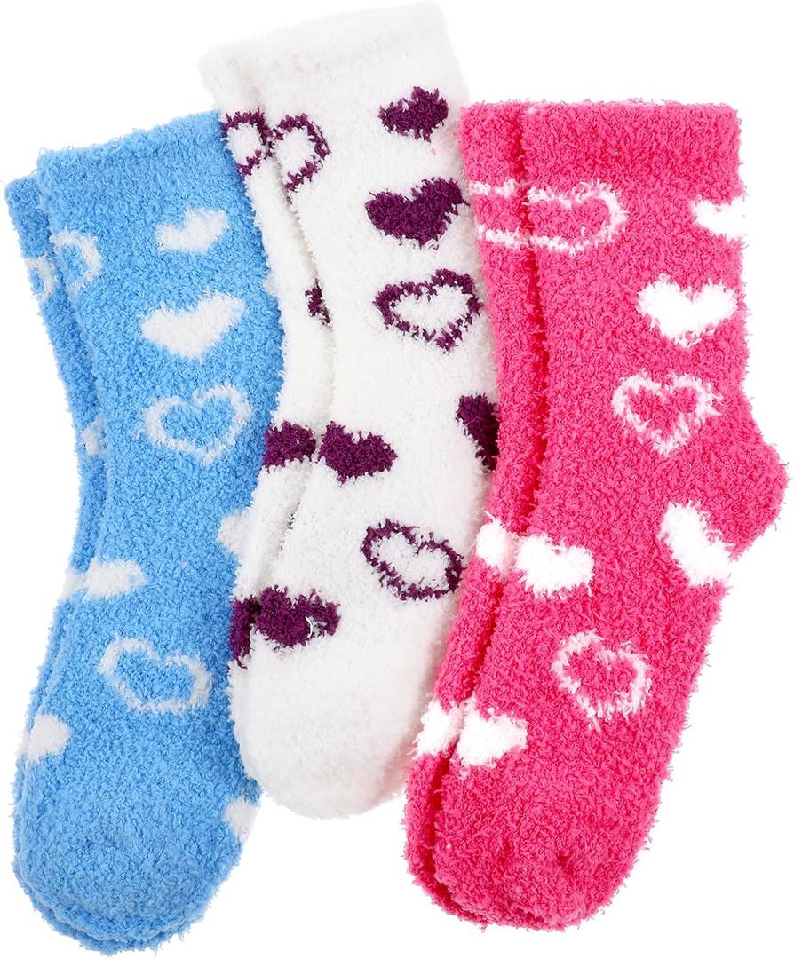 3 Pairs Moisturizing Socks Overnight, Love Heart Aloe Socks, Moisturizer Sock for Dry Cracked Feet, Cozy Gel Spa Sock for Women(Rose Red, Purple and Light Blue), One Size