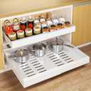 Delamu 21" Deep Pull Out Cabinet Organizer, Expandable (12.3 "-20.8" W) Pull Out Drawers for Cabinets, Expandable Slide Out Drawers for Kitchen, Cabinets, Bathroom, Pantry Storage, White, Pack of 1 