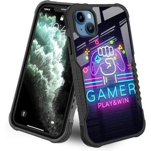 Compatible with iPhone 15 Case [Shockproof Bumper] [Anti-Scratch] [Anti-Slip] Heavy Duty Protection Cover for Boys Kids Men - Gamer Play Game Win Easter