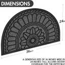 Mibao Half Round Door Mat, 23.5"x35.5", Gray, Non-Slip Welcome Entrance