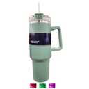 Green Stainless Steel Tumbler with Handle and Straw 40 Oz 1 Pack, Double Wall Vacuum Insulated Travel Mug for Hot and Cold Drinks