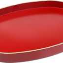 Spsyrine Red Plastic Serving Tray for Ottoman, Coffee Table, Oval Decorative Tray for Entertaining, Outdoor, Living Room, Home Decor