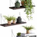 MITIME Floating Shelves Set of 3 Rustic Solid Wood Floating Shelf Wall Storage Shelves for Living Room, Bedroom, Bathroom, Kitchen Laundry, Office.no Drill Shelf(Retro Color L+L+L)