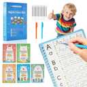 2 x Magic Grooved Writing Books for Kids-Handwriting Practice for Kids 5-8 - Tracing Books for Kids Ages 3-5 - Preschool, Kindergarten Learning-Letters, Numbers, Math, Drawing (Blue Box, 10.3 in x 7.3 in)