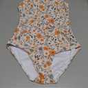 American Trends Modest One Piece Swimsuit Women Bathing Suit Teen Girls Swim Suit Full Coverage Swimsuit Criss Cross Back (Small, Orange Flower Print)