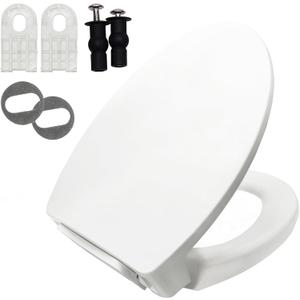 Elongated Toilet Seat for TOTO SS113/SS114/SS154/SS224/SS204/SS214/SS237/SS247, Soft Close Toilet Seat, Traditional Heavy Duty Toilet Seat Replacement Parts with Toilet Bolts and Nuts (Cotton White)