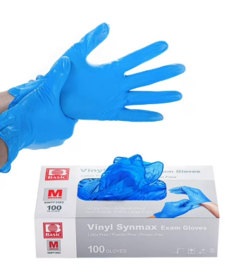 10 Packs Basic Medical Synmax Vinyl Exam Gloves - Latex-Free & Powder-Free - Medium, BMPF-3001 (Count of 1000) 