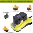 P117 Dual Chemistry 12V 14.4V 18V Battery Charger Replacement for Ryobi Charger ONE+ P117 P118 P119 P100 P101 P102 Lithium-Ion NiCd NiMh Battery