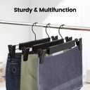 5 x 10 Pack Pants Hangers with Adjustable Non-Slip Clips Anti-Rust Hanging Hook for Trouser,Skirts,Jeans,Clothes Hangers Black