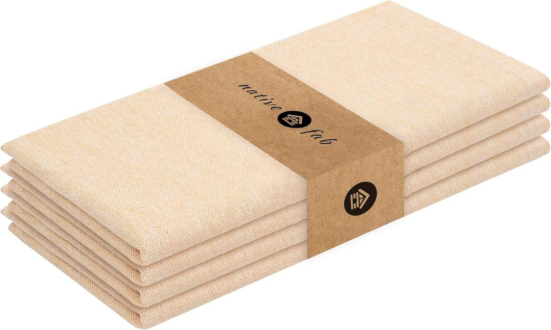 Native Fab Solid Cloth Napkin Set of 4, 100% Chambray Cotton, Washable, Reusable Dinner Cloth Napkin 17x17 inches, Table Decor Napkins for Dinner, Events, Mustard Yellow