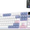 EPOMAKER TH108 PRO Full Size Mechanical Keyboard with Screen & Knob, Wireless Gaming Keyboard with 10000mAh, Creamy Gasket, Hot Swap, Custom Driver, RGB Backlight (White, Sea Salt Silent)