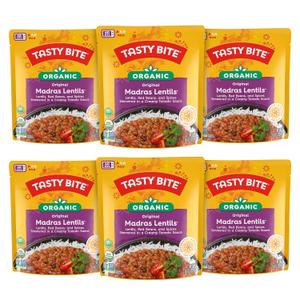 3 x Tasty Bite Organic Madras Lentils, 10 Ounce, Pack of 6, Ready to Eat, Microwavable Entree, Vegetarian