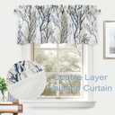 DriftAway Tree Branch Linen Lined Valance Double Layer Thermal Insulated Room Darkening Blackout Valances 3 Inch Rod Pocket Short Window Valance for Living Room Bathroom 52 Inch by 14 Inch Blue