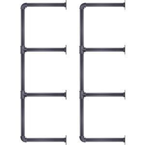 MUZIK 4 Tier Industrial Wall Mount Iron Pipe Shelf, Vintage Industrial Wall Mount Bookshelf Shelving Unit, DIY Open Bookshelf, Shelf Shelves, Kitchen Shelves, 2 Pack 40 Inch, 3/4 Pipe Nipple