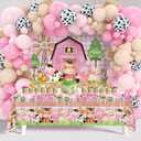Farm Animal Themed Party Decoration for Girl,Farm Barn Animals Backdrop Banner Farmhouse Animals Decor Party Tablecloth Balloon Arch Garland Kit for Birthday Photography Baby Shower Party Supplies