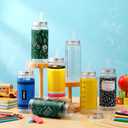 Meanplan 24 Sets End of Year Gifts Back to School Plastic Cups with Lids and Straws Bulk 14 oz Reusable Crayon Composition Book Notebook Tumbler for Preschool Kindergarten First Day of School Party