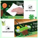 St. Patricks Day Rug Welcome Door mat 17x29 inch, Green Clover Lucky Door Mat for Front Door, Non-Slip Low Profile Indoor Outdoor Entryway Mat, Holiday Seasonal Home Decor (V3)