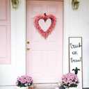 idyllic Heart Valentine Wreath Handmade Red Berry Leaves Heart Shaped Wreath Rustic Twig for Door Decorative 18 Inches Wedding Valentine Decoration