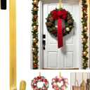 12" Metal Wreath Hanger for Front Door Non-Scratch, Damage-Free Wreath Hanger Heavy Duty, Over-the-Door Hooks for Hanging Welcome Sign, Wreath Holder for Easter, Halloween, Fall, Christmas Decorations (Gold)