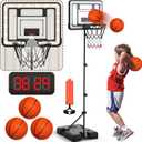 Kids Indoor Basketball Hoop with Scoreboard & Timer,Toddler Adjustable Height 3ft-5.8ft Basketball Hoop with Stand Goal Toy for Outdoor Backyard,Sports Game Play for Boys Age 3-8