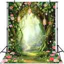 Riyidecor Enchanted Fairy Backdrop Polyester Fabric Fantasy Spring Wonderland Flower Greenery Woodland Tale 6Wx8H Feet Rose Nature Tree Photography Background Birthday Baby Shower Photo Studio Shoot