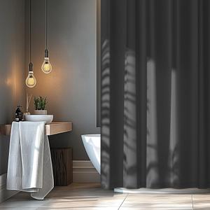 Charcoal Grey Waterproof Fabric Shower Curtain Liner with 3 Large Magnets, Washable Cloth Shower Liner Carbon Grey, 70 x 50 inch Lightweight Bathroom Shower Curtain Dark Gray