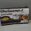Elite Gourmet EDB-302BF# Countertop Double Cast Iron Burner, 1500 Watts Electric Hot Plate, Temperature Controls, Power Indicator Lights, Easy to Clean, Black