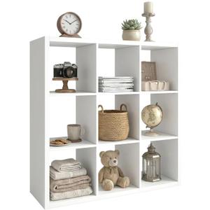 WannabeMyself【2026 Wooden Thick Frame】 9 Cube Storage Organizer with Anti-Tipping Kits, Reversible Open Back Book Shelf,Bookcase for Living Room,Bedroom,Entrance Hall,Office,11.6×36.3×36.3,White