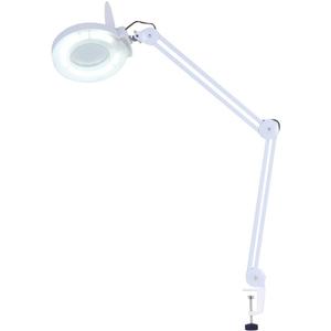 LED Magnifying Lamp with Clamp, 5X Magnifier Glass Lens Desk Table Light Lamp with Adjustable Swivel Arm for Reading, Craft, Sewing, Repair, Knitting, Jewelry Making -White