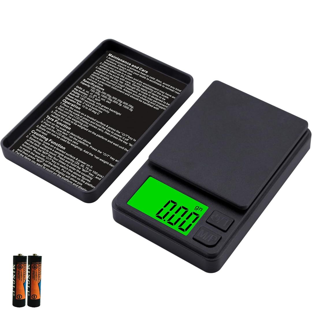 Digital Pocket Scale 1000g x 0.01g, Diyife Portable Precision Gram Scale
Jewelry Scale with Protective Cover, Auto-Off, Backlit LCD, 7 Units Tare, for Food, Kitchen, Coffee, Battery Included