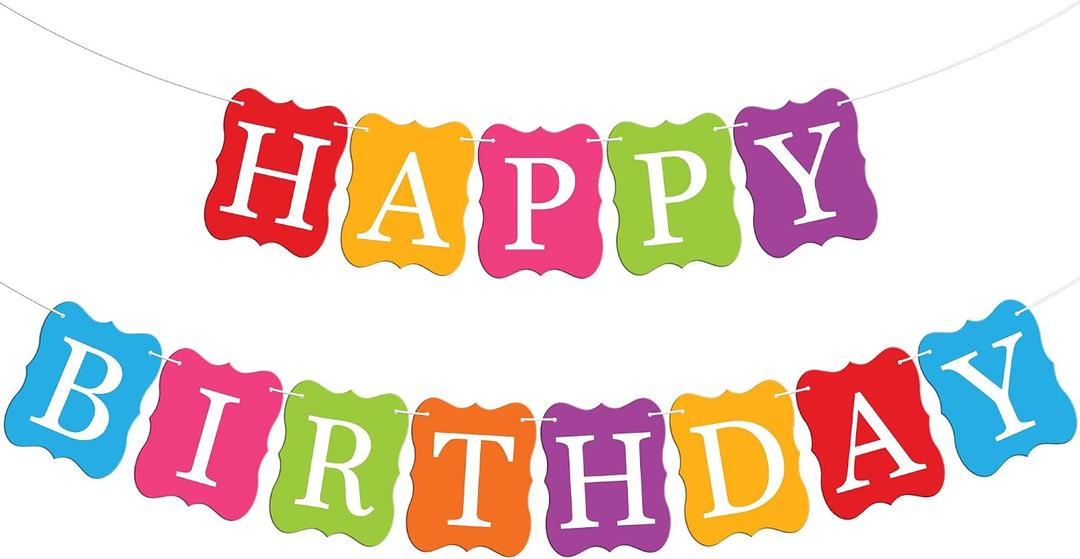 KatchOn, Rainbow Happy Birthday Banner - 10 Feet | Happy Birthday Sign for Backdrop | happy birthday Decorations | Rainbow Party Decorations | rainbow Birthday Decorations
