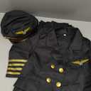 KIDIN Deluxe Pilot Costume for Boys Airline Captain Pilot Uniform for Kids Career Day Pilot Party Halloween Birthday Gifts, Toddler(3-4 Years）