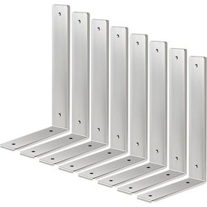 Floating Shelf Bracket Stainless Steel 6 Inch, 8 Pack Heavy Duty Shelf Brackets, Wall Shelf Bracket for DIY Decorative with Mounting Hardware (L 6" x H 4" x W1.5")