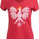 Nations of The World - National Pride Flag Symbol Arms Tee V-Neck T-Shirt Top for Women (Small)