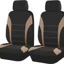 ZIMISI 2PCS Car Front Seat Covers, Comfortable Breathable Automotive Seat Covers with Removable Headrest Cover, Sporty Car Seat Protector Cushion for Cars, Trucks, SUVs (Beige)