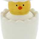 The Bridge Collection 3.75" Hatching Chick Salt and Pepper Shaker Holder Set - 2 Piece Set - White Kitchen Items - Fun Salt and Pepper Shakers for Cottage, Vintage, or Farmhouse Decor